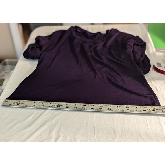 Purple Unbranded Travel Polyester Knit Top LS B 38" Hips 37" has Lot Stretch. - Picture 5 of 7